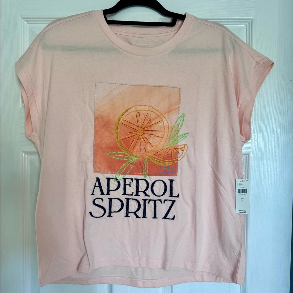 By Anthropologie Aperol Spritz Graphic Tee NWT Size M